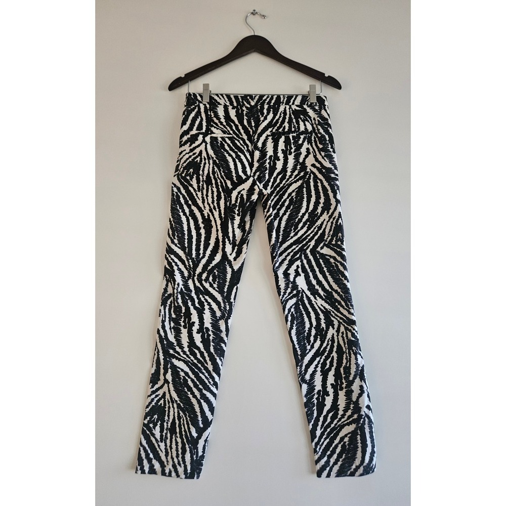ZARA Zebra Print Slim‎ Cigarette Ankle Pants - Black & White Y2K Size 4 - Picture 3 of 4